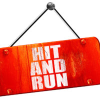hit and run, 3D rendering, vintage old red sign