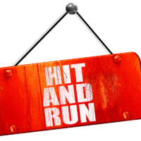 hit and run, 3D rendering, vintage old red sign hit and run, 3D rendering, vintage old red sign