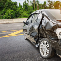 car dented after accident on road car dented after accident on road